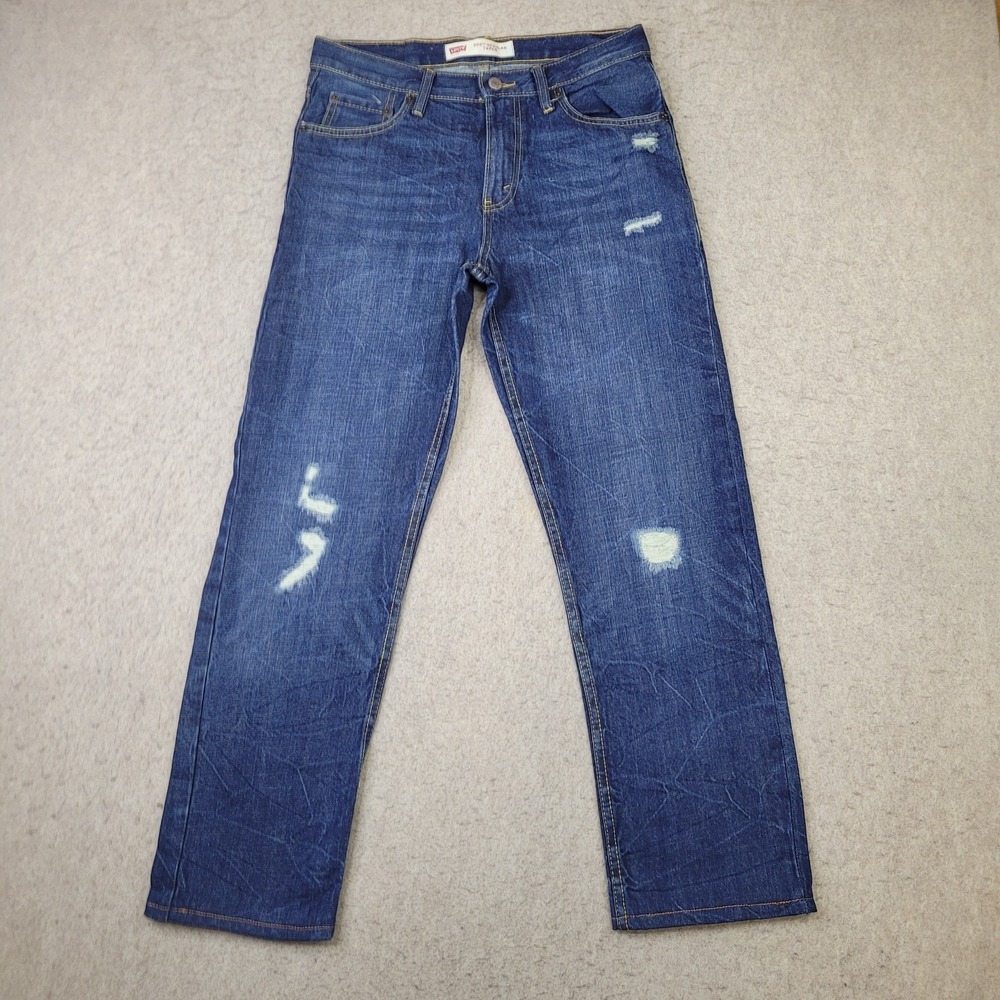 Levis 502 Regular Taper Jeans Boys 16 Reg 28x28 Blue Medium Wash Stretch Denim